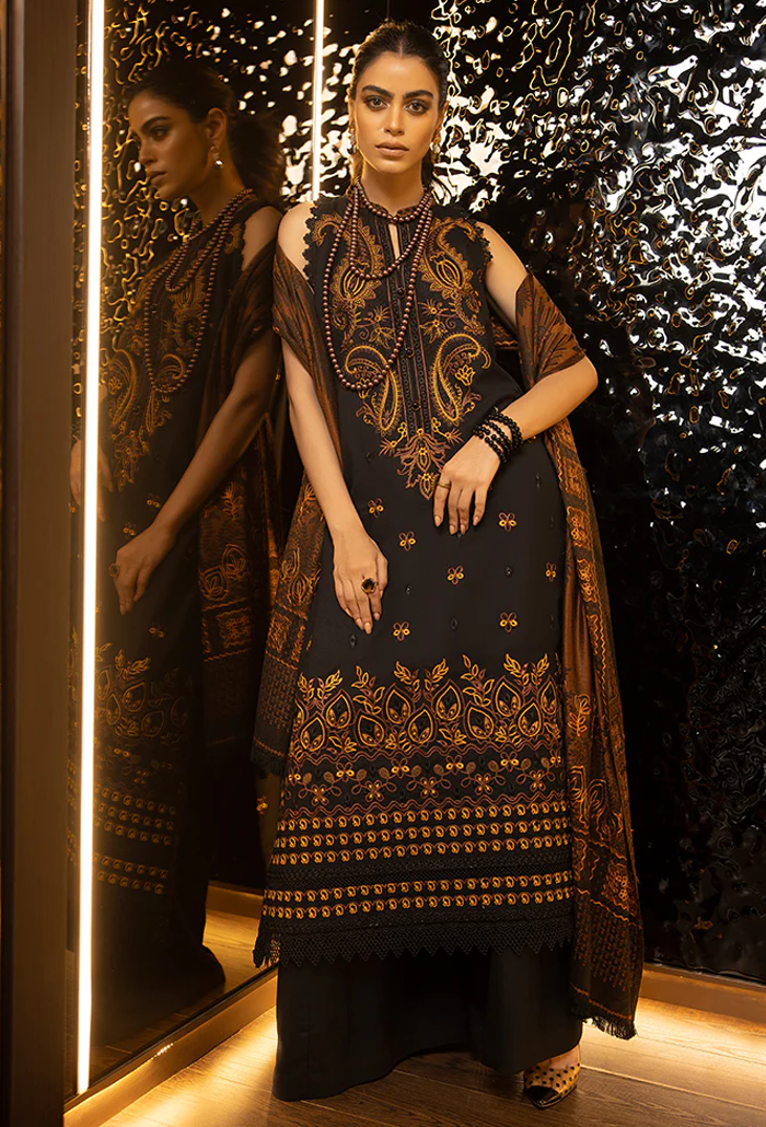 Zimal-hand embroidery wool jacquard shawl-ZM-01