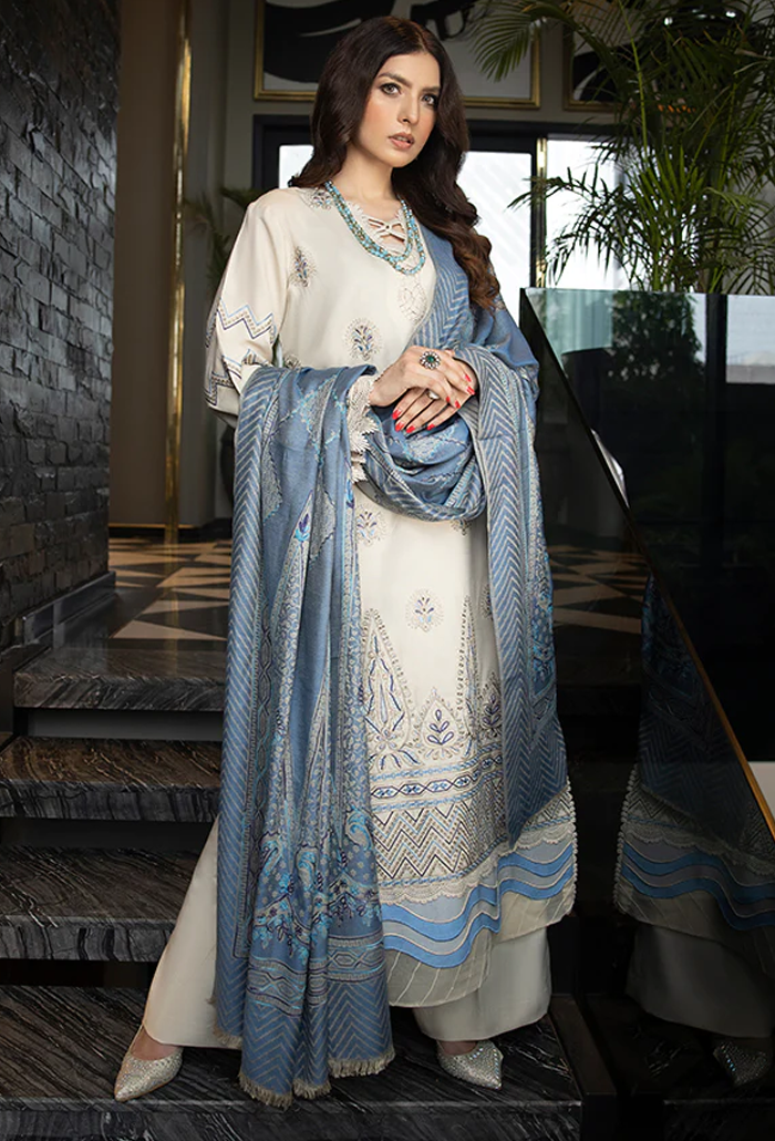 Zimal-hand embroidery wool jacquard shawl-ZM-02