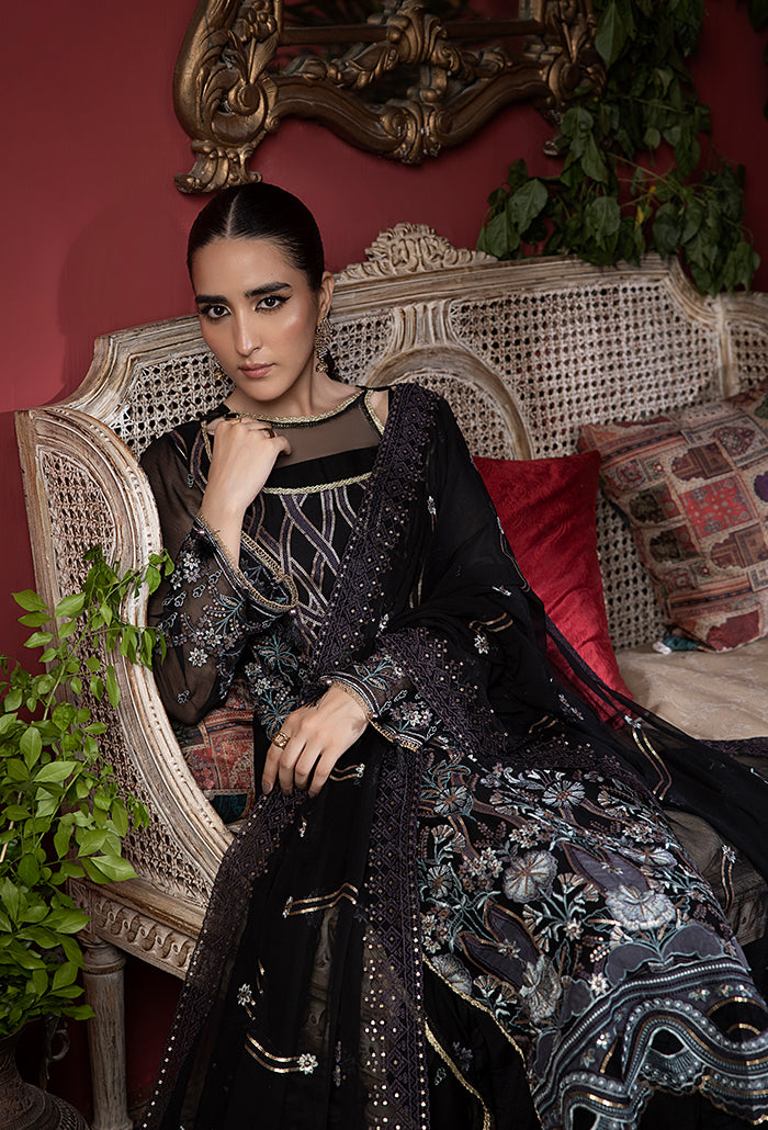 Heer By Humdum Embroidered Chiffon Suits Unstitched 3 Piece HD23HR D-05 - Formal Collection
