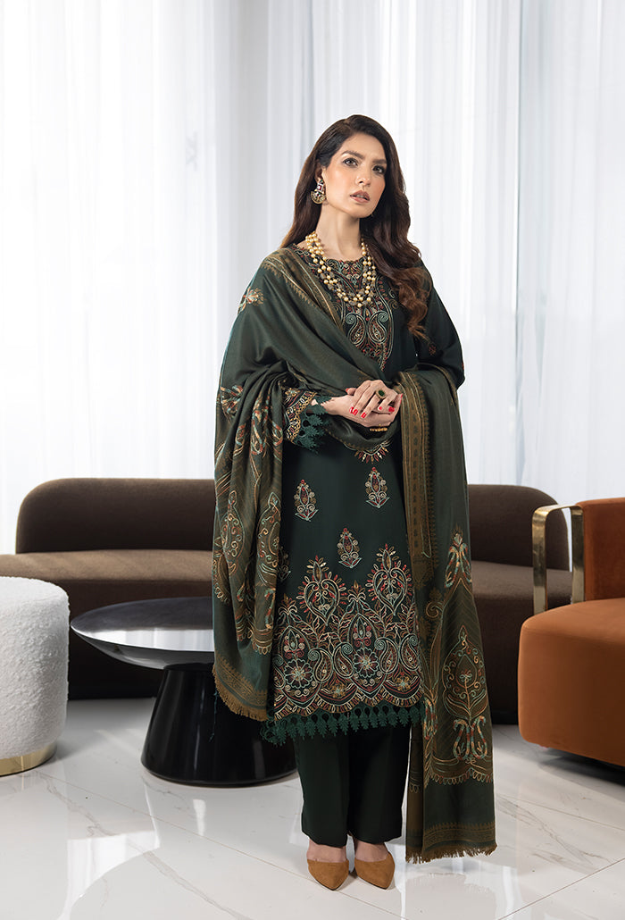 Zimal-hand embroidery wool jacquard shawl-ZM-08