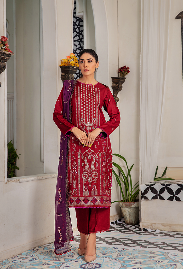 Embroidery slub linen collection-Noir -NR-09