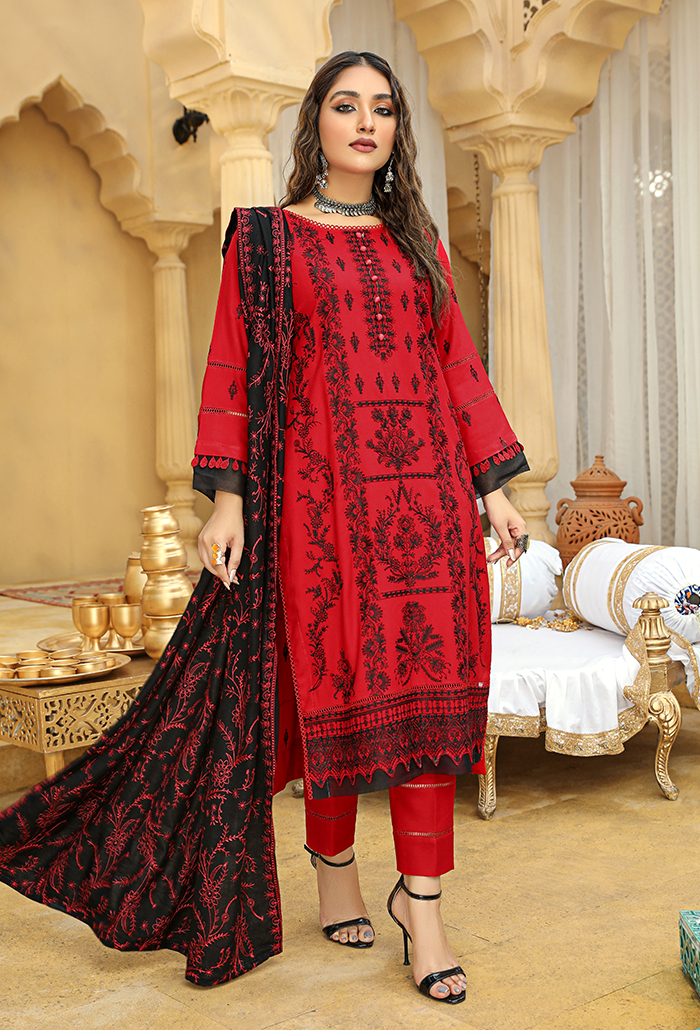 EMBROIDERED PEACH WOOL COLLECTION-AK-03