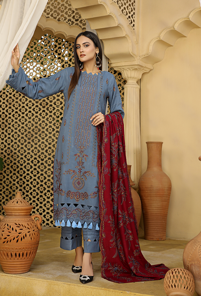 EMBROIDERED PEACH WOOL COLLECTION-AK-09