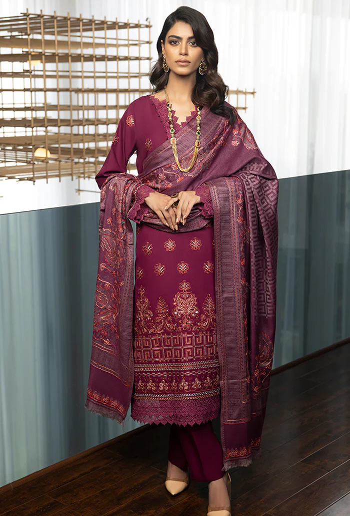 Zimal-hand embroidery wool jacquard shawl-ZM-05