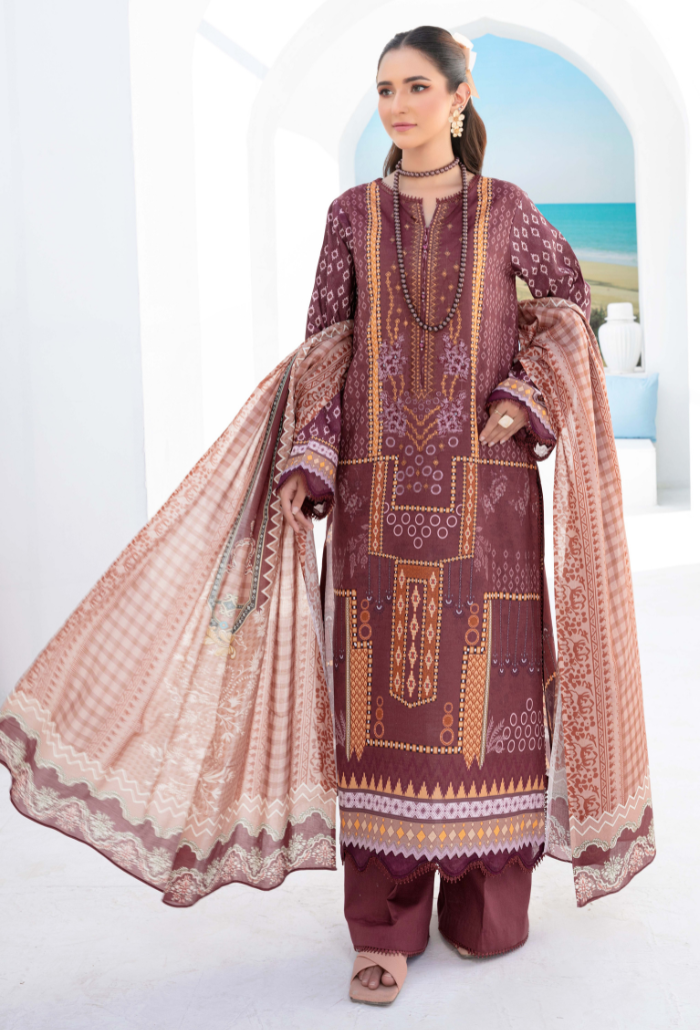 D07 Pattern Embroidered Lawn - D07 – Humdum