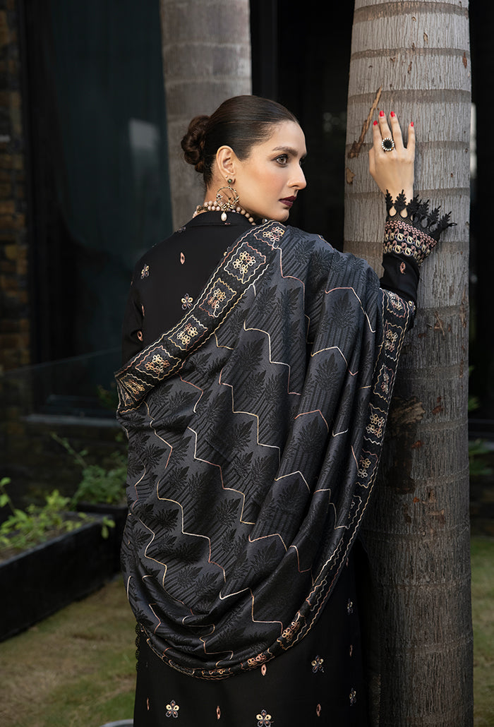 Zimal-hand embroidery wool jacquard shawl-ZM-10