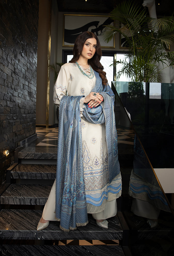 Zimal-hand embroidery wool jacquard shawl-ZM-02