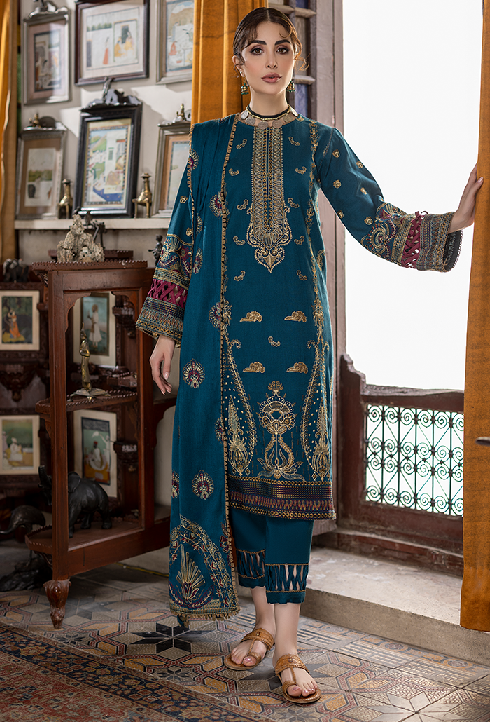 LAADLI -EMBROIDERY PEACH WOOL -WINTER CLOTHING-LD-4