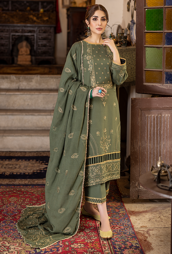 LAADLI -EMBROIDERY PEACH WOOL -WINTER CLOTHING-LD-9