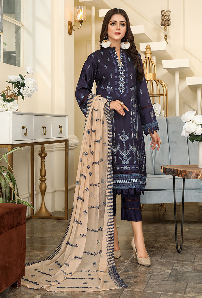 HUES -EMBROIDERED VISCOSE COLLECTION-HU-09.
